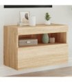vidaXL TV Wall Cabinet with LED Lights Sonoma Oak 60x30x40 cm