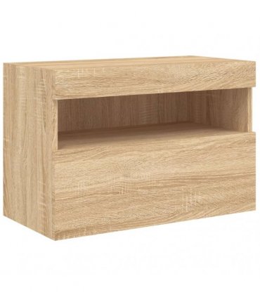 vidaXL TV Wall Cabinet with LED Lights Sonoma Oak 60x30x40 cm