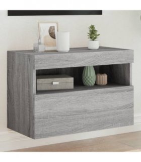 vidaXL TV Wall Cabinet with LED Lights Grey Sonoma 60x30x40 cm