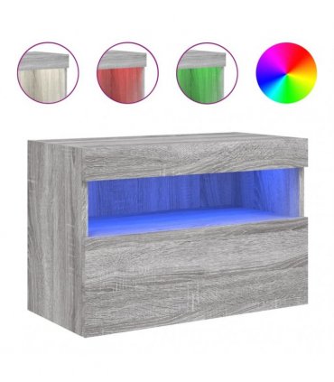 vidaXL TV Wall Cabinet with LED Lights Grey Sonoma 60x30x40 cm