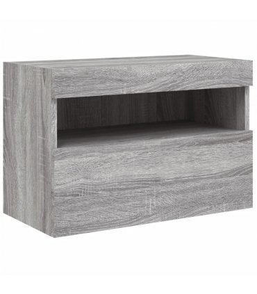 vidaXL TV Wall Cabinet with LED Lights Grey Sonoma 60x30x40 cm