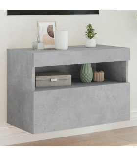 vidaXL TV Wall Cabinet with LED Lights Concrete Grey 60x30x40 cm
