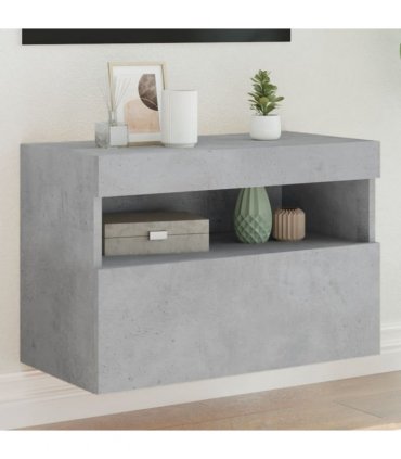 vidaXL TV Wall Cabinet with LED Lights Concrete Grey 60x30x40 cm
