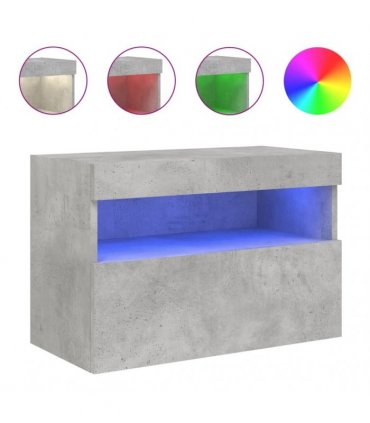 vidaXL TV Wall Cabinet with LED Lights Concrete Grey 60x30x40 cm