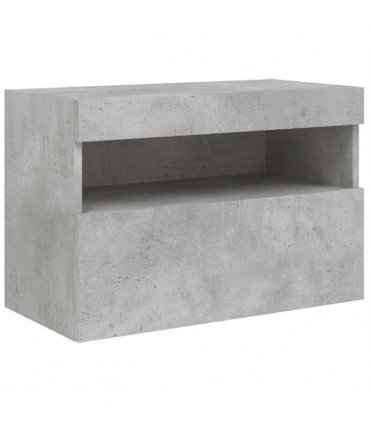vidaXL TV Wall Cabinet with LED Lights Concrete Grey 60x30x40 cm