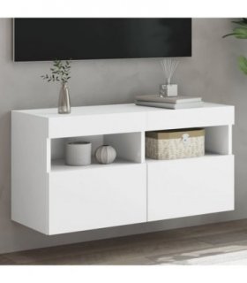 vidaXL TV Wall Cabinet with LED Lights White 80x30x40 cm