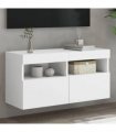 vidaXL TV Wall Cabinet with LED Lights White 80x30x40 cm