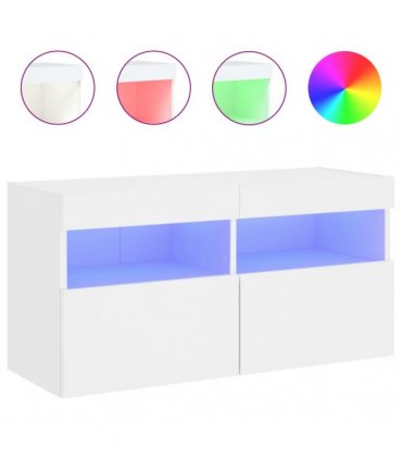 vidaXL TV Wall Cabinet with LED Lights White 80x30x40 cm