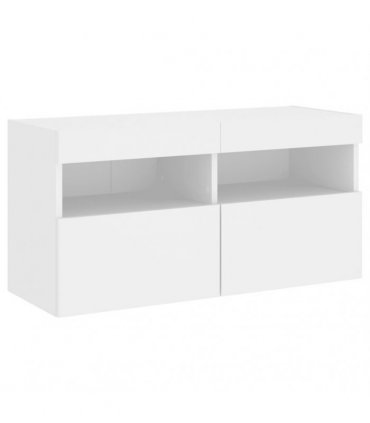 vidaXL TV Wall Cabinet with LED Lights White 80x30x40 cm
