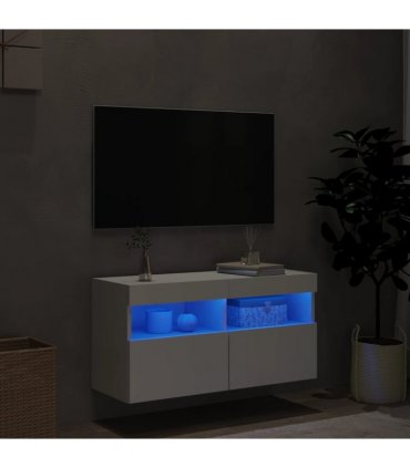 vidaXL TV Wall Cabinet with LED Lights White 80x30x40 cm