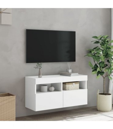 vidaXL TV Wall Cabinet with LED Lights White 80x30x40 cm