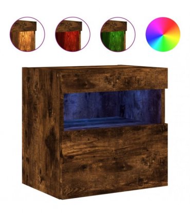 vidaXL TV Wall Cabinet with LED Lights Smoked Oak 40x30x40 cm