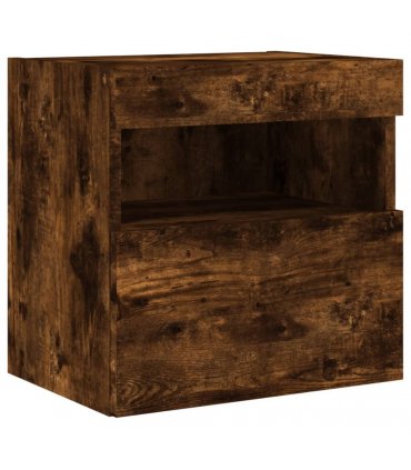 vidaXL TV Wall Cabinet with LED Lights Smoked Oak 40x30x40 cm