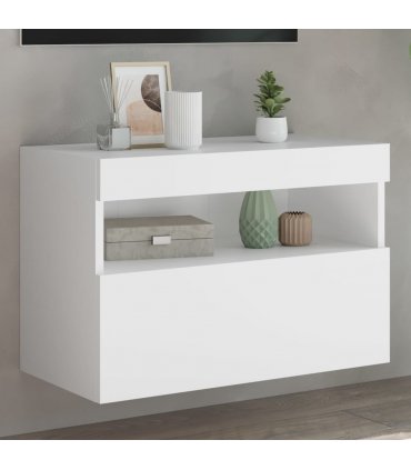 vidaXL TV Wall Cabinet with LED Lights White 60x30x40 cm