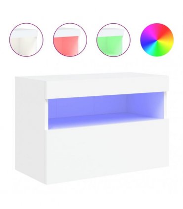 vidaXL TV Wall Cabinet with LED Lights White 60x30x40 cm