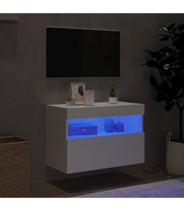 vidaXL TV Wall Cabinet with LED Lights White 60x30x40 cm