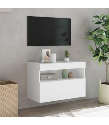 vidaXL TV Wall Cabinet with LED Lights White 60x30x40 cm