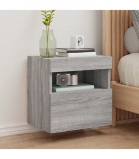 vidaXL TV Wall Cabinet with LED Lights Grey Sonoma 40x30x40 cm