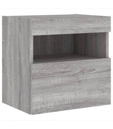 vidaXL TV Wall Cabinet with LED Lights Grey Sonoma 40x30x40 cm