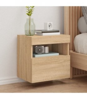 vidaXL TV Wall Cabinet with LED Lights Sonoma Oak 40x30x40 cm