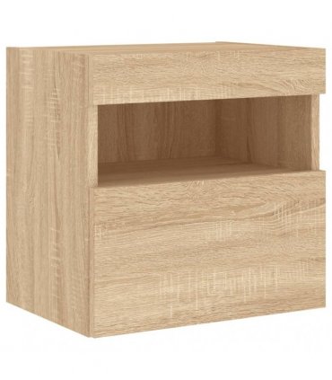 vidaXL TV Wall Cabinet with LED Lights Sonoma Oak 40x30x40 cm
