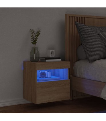 vidaXL TV Wall Cabinet with LED Lights Sonoma Oak 40x30x40 cm