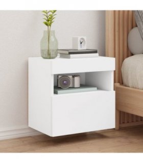 vidaXL TV Wall Cabinet with LED Lights White 40x30x40 cm
