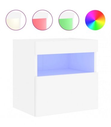 vidaXL TV Wall Cabinet with LED Lights White 40x30x40 cm