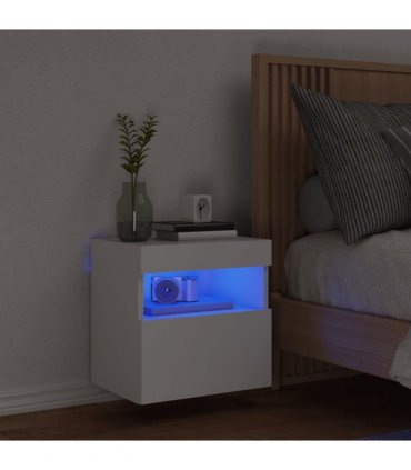 vidaXL TV Wall Cabinet with LED Lights White 40x30x40 cm