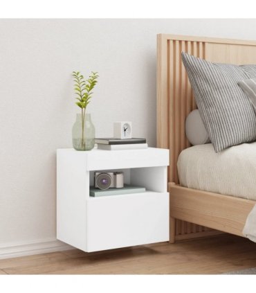 vidaXL TV Wall Cabinet with LED Lights White 40x30x40 cm