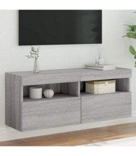 vidaXL TV Wall Cabinet with LED Lights Grey Sonoma 100x30x40 cm