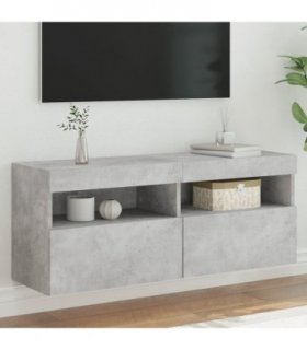 vidaXL TV Wall Cabinet with LED Lights Concrete Grey 100x30x40 cm