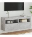 vidaXL TV Wall Cabinet with LED Lights Concrete Grey 100x30x40 cm