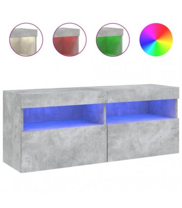 vidaXL TV Wall Cabinet with LED Lights Concrete Grey 100x30x40 cm