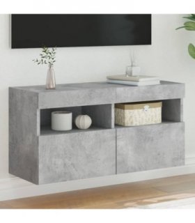 vidaXL TV Wall Cabinet with LED Lights Concrete Grey 80x30x40 cm