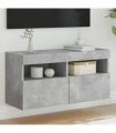 vidaXL TV Wall Cabinet with LED Lights Concrete Grey 80x30x40 cm
