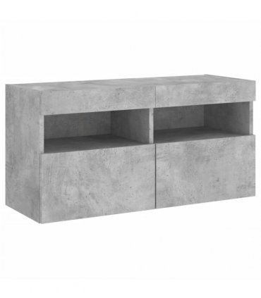 vidaXL TV Wall Cabinet with LED Lights Concrete Grey 80x30x40 cm