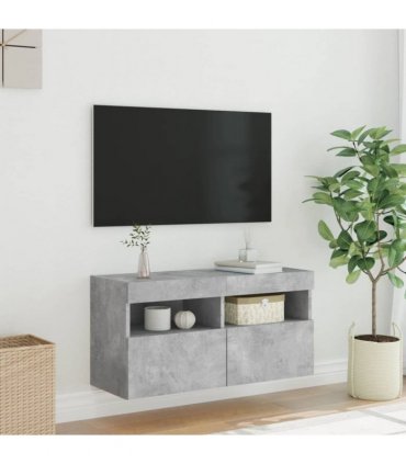 vidaXL TV Wall Cabinet with LED Lights Concrete Grey 80x30x40 cm