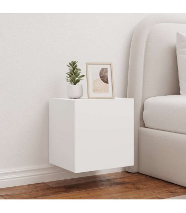 vidaXL TV Wall Cabinet with LED Lights White 40.5x35x40 cm — Size: 40.5 x 35 x 40 cm