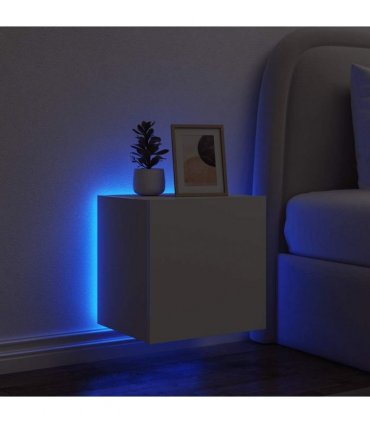 vidaXL TV Wall Cabinet with LED Lights White 40.5x35x40 cm — Size: 40.5 x 35 x 40 cm