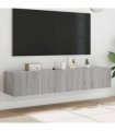 vidaXL TV Wall Cabinets with LED Lights 2 pcs Grey Sonoma 80x35x31 cm — Size: 80 x 35 x 31 cm