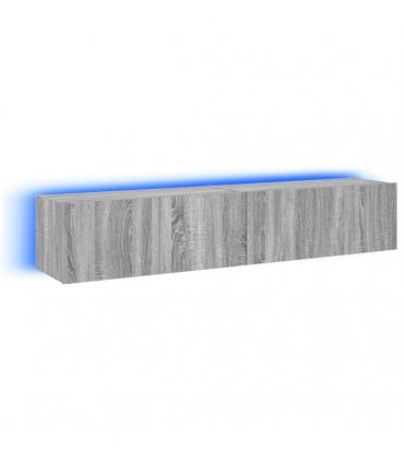 vidaXL TV Wall Cabinets with LED Lights 2 pcs Grey Sonoma 80x35x31 cm — Size: 80 x 35 x 31 cm