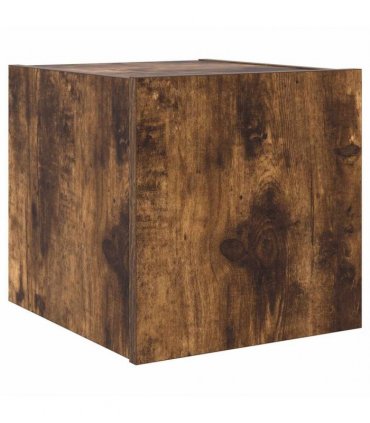 vidaXL TV Wall Cabinet with LED Lights Smoked Oak 30.5x35x30 cm — Size: 30.5 x 35 x 30 cm