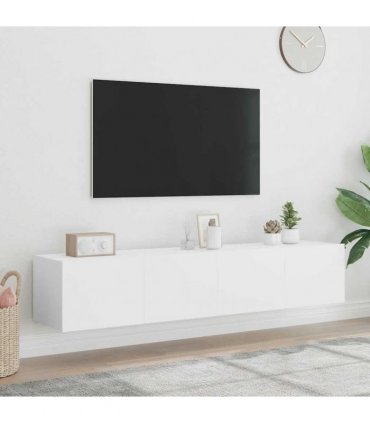 vidaXL TV Wall Cabinets with LED Lights 2 pcs White 80x35x31 cm — Size: 80 x 35 x 31 cm