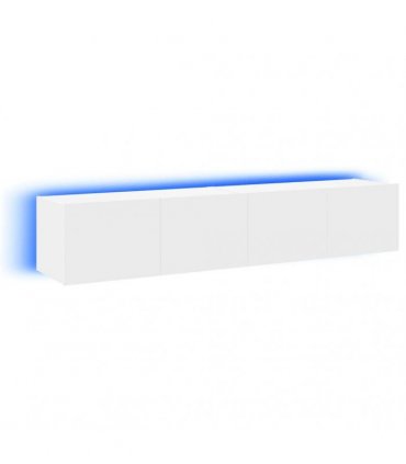 vidaXL TV Wall Cabinets with LED Lights 2 pcs White 80x35x31 cm — Size: 80 x 35 x 31 cm