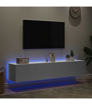 vidaXL TV Wall Cabinets with LED Lights 2 pcs White 80x35x31 cm — Size: 80 x 35 x 31 cm