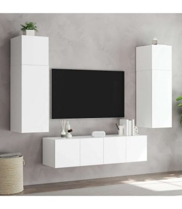 vidaXL TV Wall Cabinets with LED Lights 2 pcs White 80x35x31 cm — Size: 80 x 35 x 31 cm