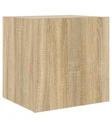 vidaXL TV Wall Cabinet with LED Lights Sonoma Oak 40.5x35x40 cm — Size: 40.5 x 35 x 40 cm