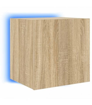vidaXL TV Wall Cabinet with LED Lights Sonoma Oak 40.5x35x40 cm — Size: 40.5 x 35 x 40 cm