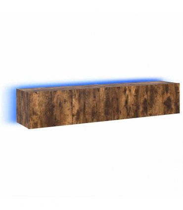 vidaXL TV Wall Cabinets with LED Lights 2 pcs Smoked Oak 80x35x31 cm — Size: 80 x 35 x 31 cm